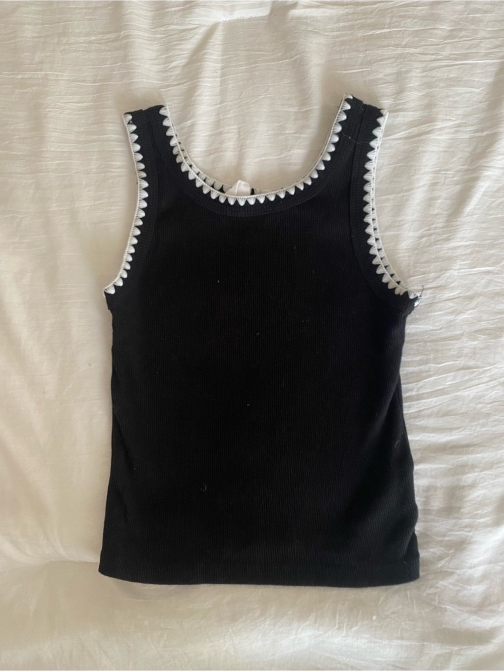 GAP Black Tank Top with White Scalloped Trim